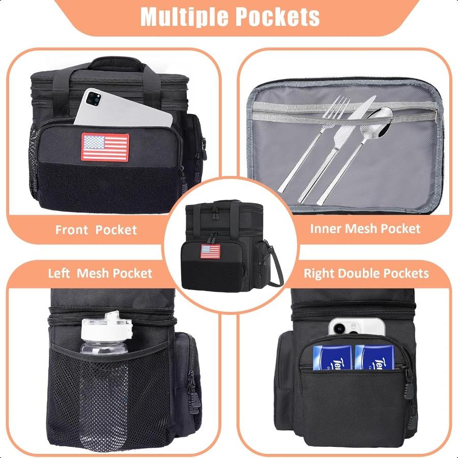 Lunch Bag Lunch Box for Women Men Insulated Lunch Bag Large Expandable Leakproof Cooler Bag Black 16L