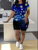 Butterfly Ladies Casual Suit Short Sleeve Shorts 1D Digital Flower Printing Fashion T-Shirt Two-piece Set