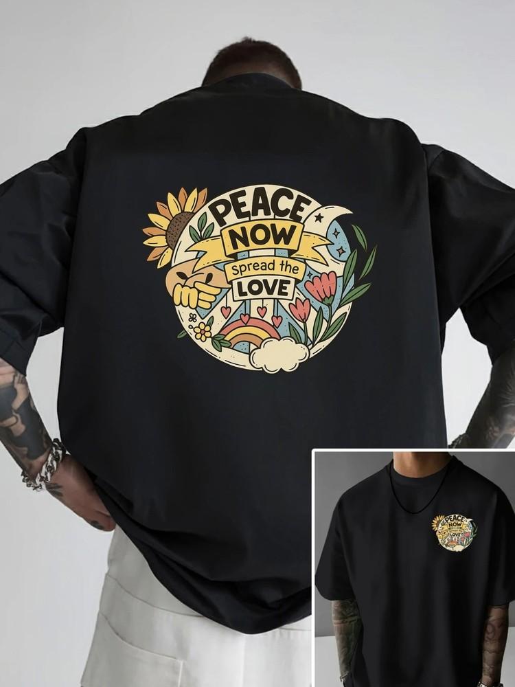 

Peace NowSpread Love Double-Sided Print Men s Fashion Trendy T-Shirt for Home Ca Unisex T-Shirt XXXL
