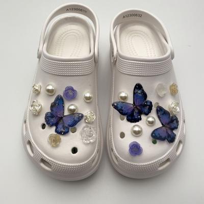 Adornos para zapatos DIY con forma de alfileres, decoración con forma de mariposa y flor de perla, hebilla para zapatos con agujeros, juego de accesorios, regalo para niños y niñas