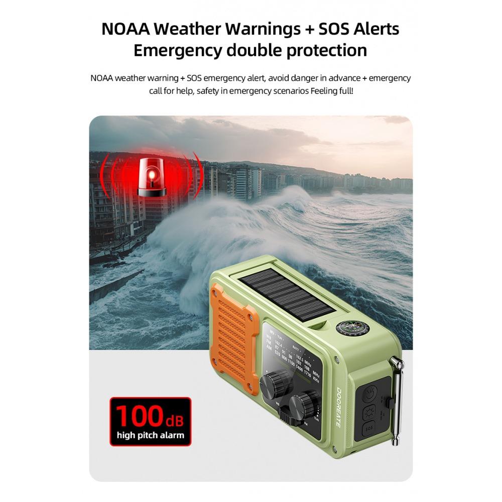 Portable Emergency Hand Crank Solar Radio Full Band AM FM SW Weather Alert Radio SOS Flashlight Survival Radio for Camping