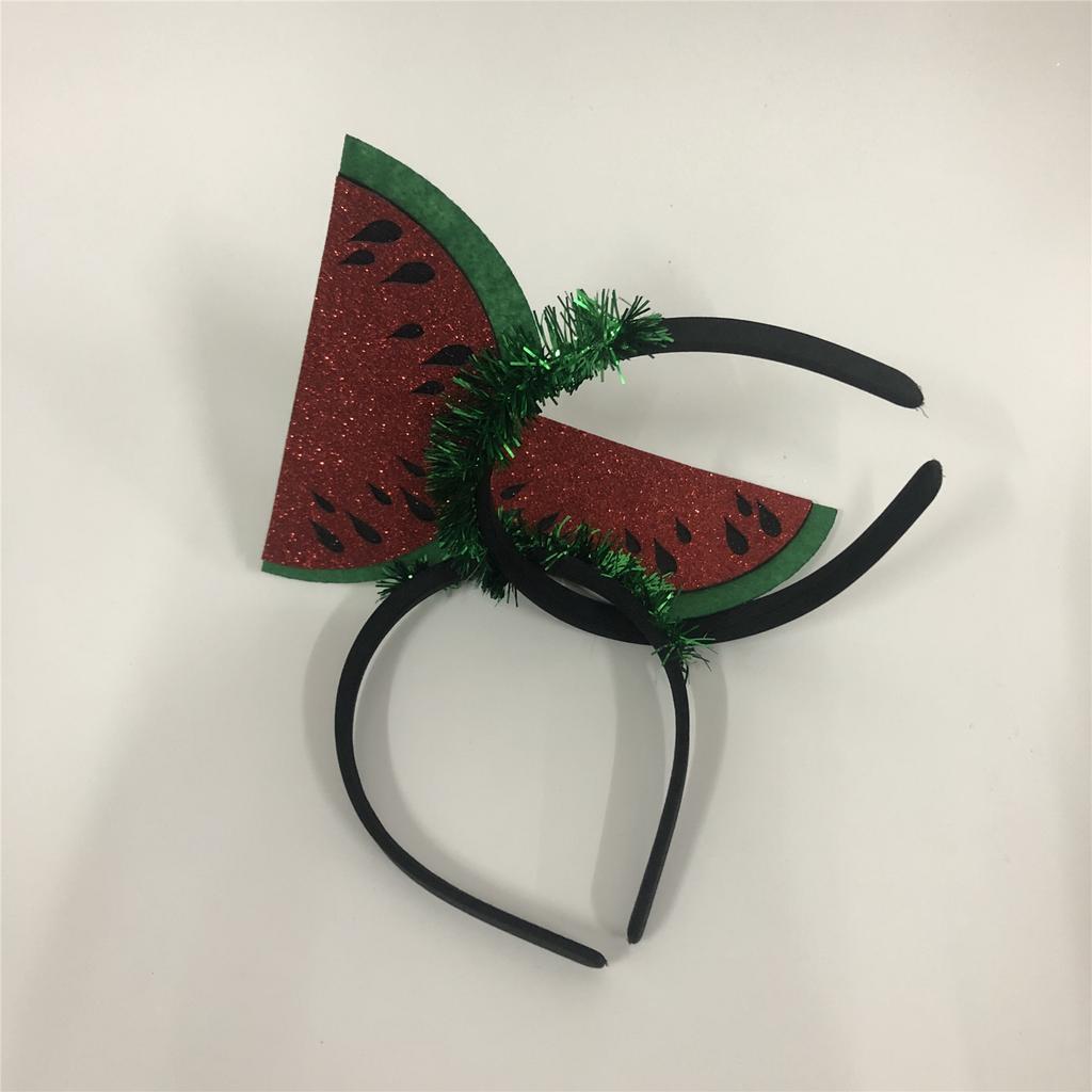 Havajská tématická pokrývka hlavy s tropickým ovocem, prázdninová čelenka do vlasů s třpytivým práškem pro party nadšence a milovníky léta