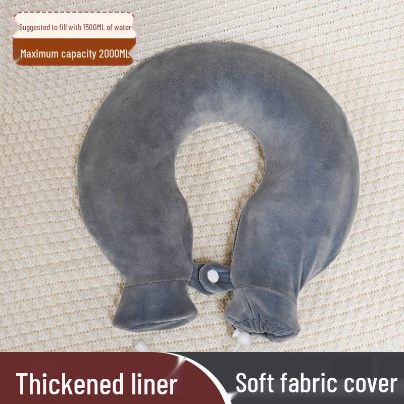 U-Shaped Neck Hot Water Bottle for Cervical Spine Relief, Plush PVC Heating Pad