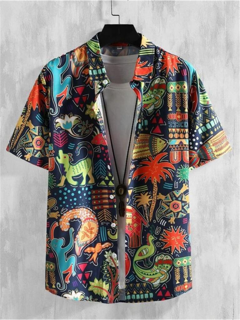 Stile Pianta Hawaiana Stampa 3D Camicie da Uomo Estate Festa in Spiaggia Manica Corta Uomo Top Traspirante da Esterno Moda Abbigliamento da Strada