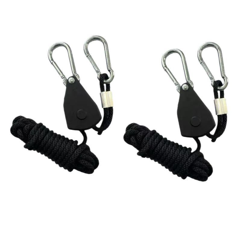 LED Camping Tent Pulley with Rope & Adjustable Metal Buckle