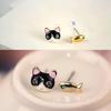 1 Pair Korean Women Cute Cat Fish Rhinestone Stud Earrings Fashion Jewelry