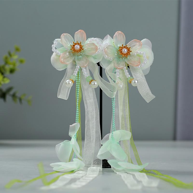 2024 Hanfu Headdress Hairpins: Women's & Children's Tassel Headflower Hair Accessories