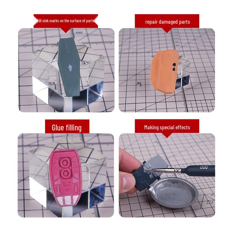 Meow Artisan Model Repair Putty - High-Density Gap Filler for Gundam, Military Models, and Figures In Black, White, Grey.