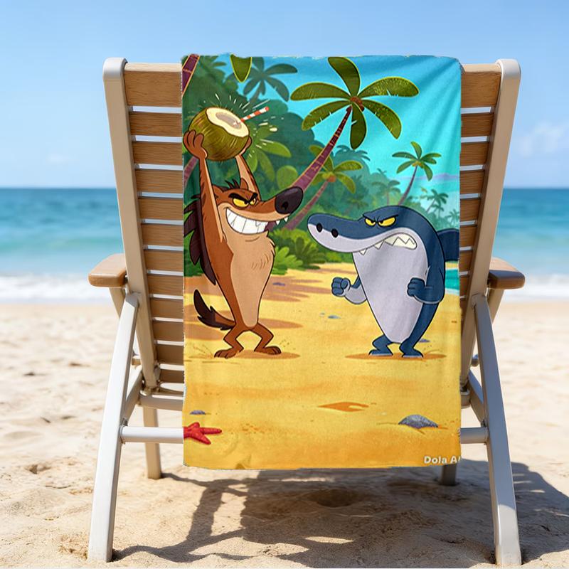 Ultra-Soft Beach Towel with Zig & Sharko Theme,Ideal for Pool - Camping, Diving - Perfect Travel Essential, Vibrant Beach Towel.