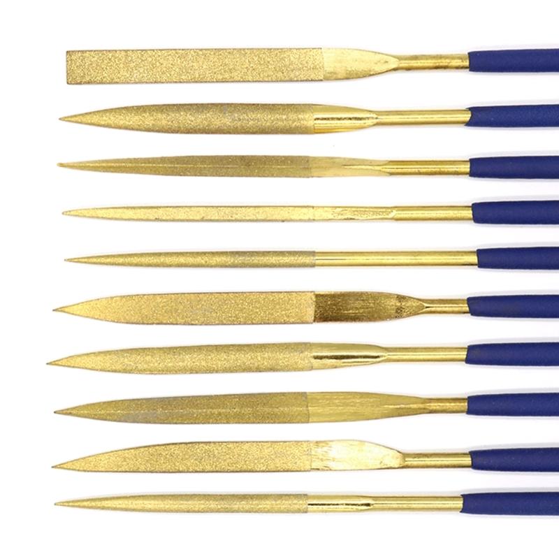 10Piece Mini Diamond Needle File Set for Metal, Deburring,and Fine Grinding Durable and Versatile Tool Square Flat Shape