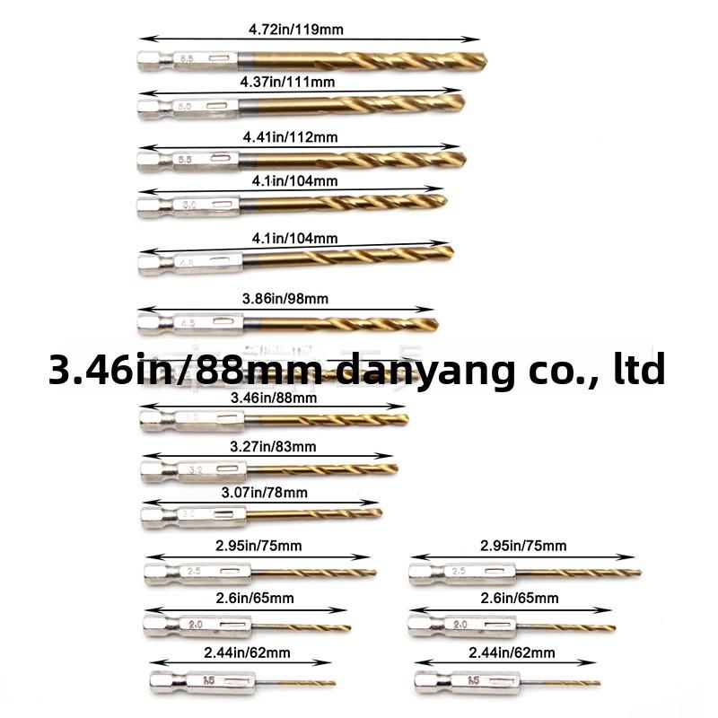 

Набор из 13 спиральных сверл с шестигранным хвостовиком с титановым покрытием 1,5 6,5 мм для электродрели, отвертки и пневмогайковерта 16PC (13pc+1.5+2+2.5)