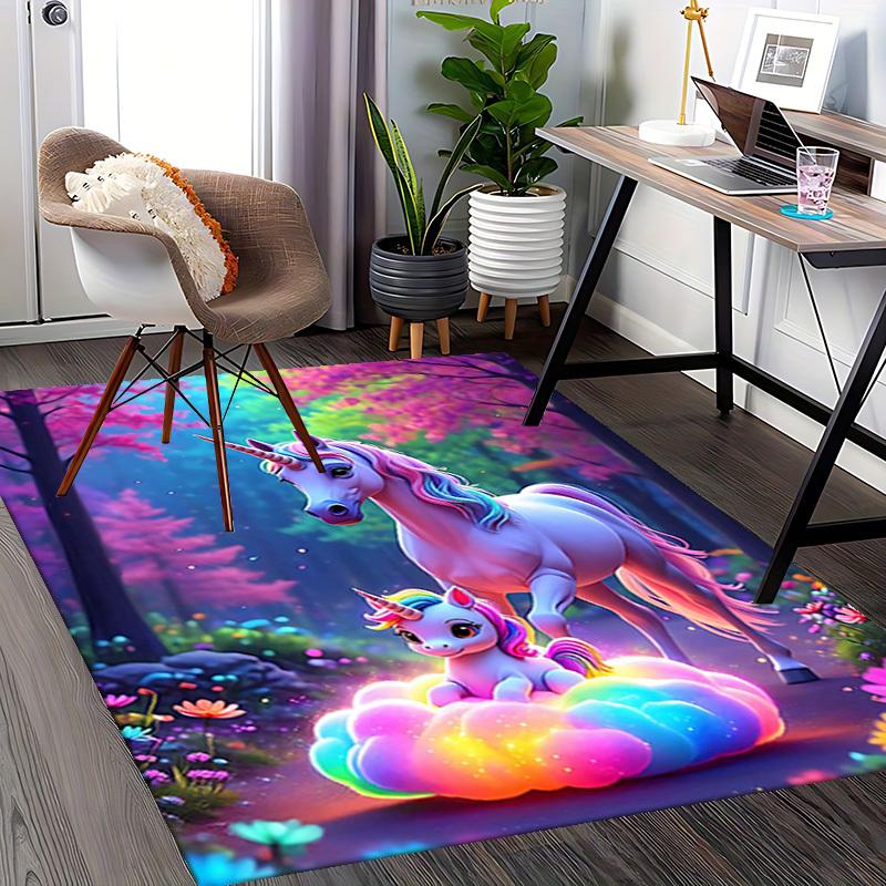 1pc Unicorn Fantasy Office Chair Mat - Anime Cartoon Design, Non-Slip Carpet for Home Decor, Suitable for All Seasons, Perfect Gift for Office and Gam