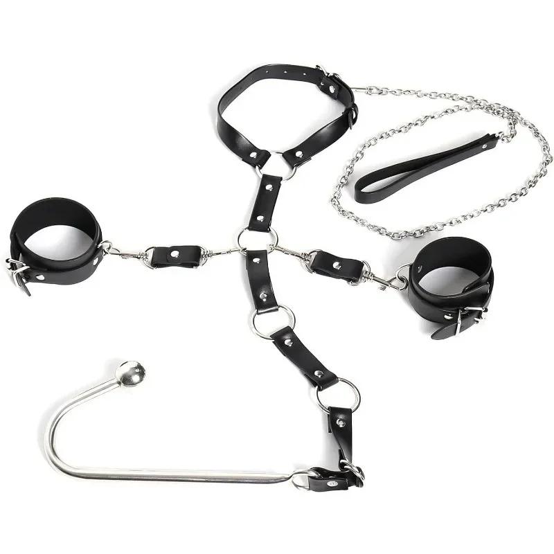 Sex  Neck Collar Bondage Handcuffs Anal Hooks Kits Metal Butt Plug Slave Role Play Sex Toys For Couples Adult Sex Games Shop
