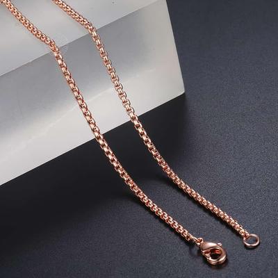 Simple 2mm/3mm Women Round Box Chain Necklaces For Women Men Stainless Steel Never Fade Rose Gold