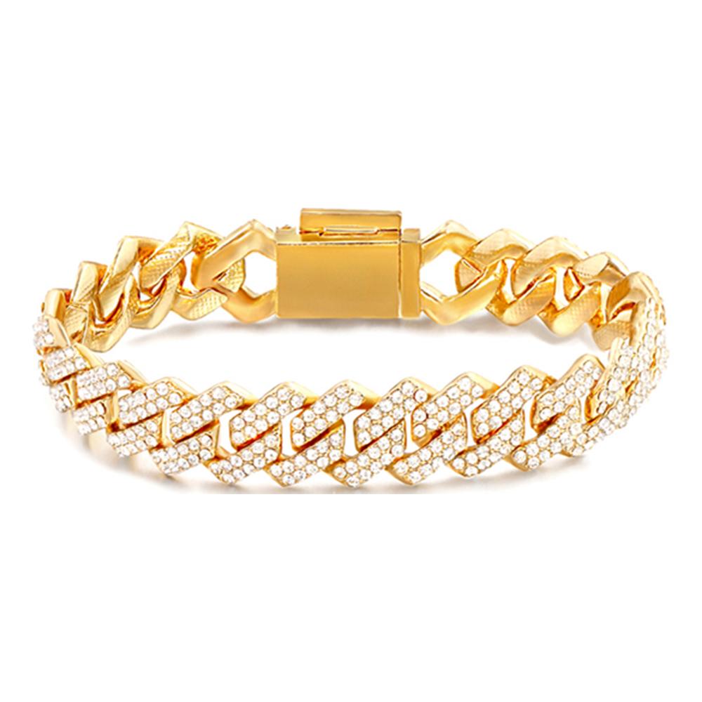 

7/8inch Crystal Heart Tennis Chain Cuban Link Chain Bracelets Iced Out Miami Prong Cuban Bracelet Wristband Punk Hiphop Jewelry 7inch 18cm
