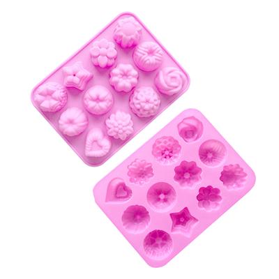 12 Flower-Shaped Silicone Cake Mold Cupcake Jelly Candy Chocolate Decoration Baking Tool Moulds