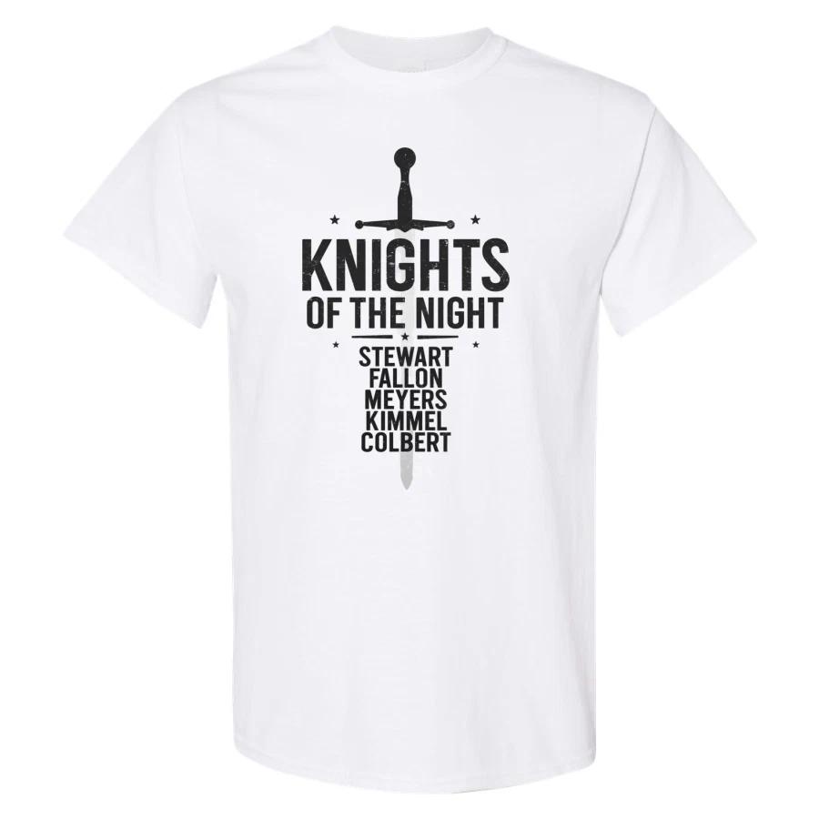 Knights of the Night Sword Funny Late Show Hosts Kimmel Colbert T Shirt Tee TV M