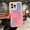 Luxury Magsafe Laser Dazzling Armor Phone Case For iPhone 16 Pro Max 15 Plus 14 13 Wireless Charging Dual Layer Protection Cover
