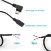 4 Stück 2/4-adriges Pin-Kabel USB 2.0 Typ C männlich weiblich Winkelstecker Typ C Kabelstecker rechtwinklig Stecker DIY Reparatur Daten Ladekabel
