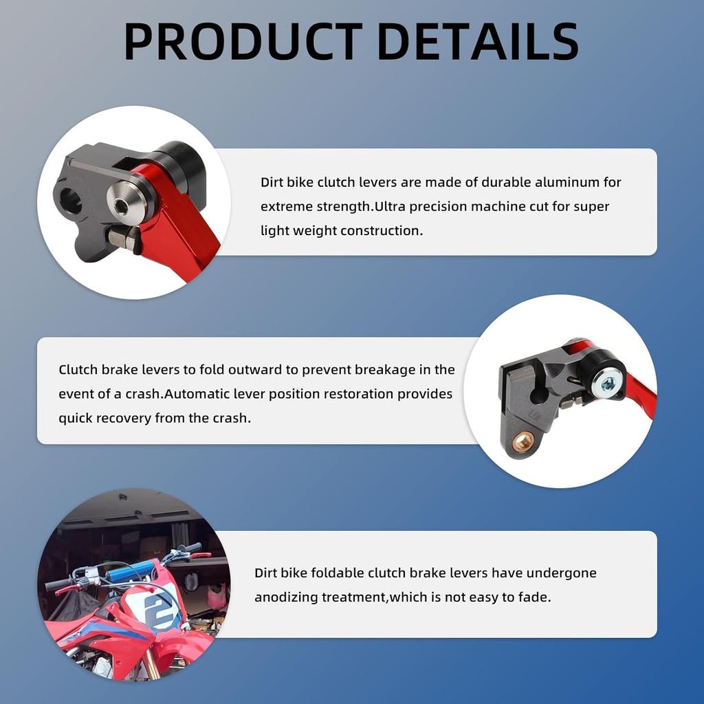 Dirt Bike Foldable Clutch Brake Levers,CNC Clutch Lever Breakaway Levers for CRF150R 07-25/CR80R CR85R 98-07/XR650R 00-06/CR125R CR250R 92-03 Red