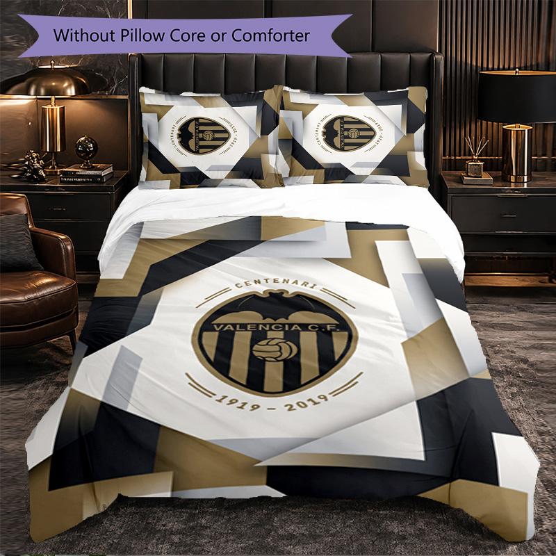 Valencia FC Themed Bedding 3Pcs Duvet Cover Set Decorative Bed Linen For Teen Room Home Decoration