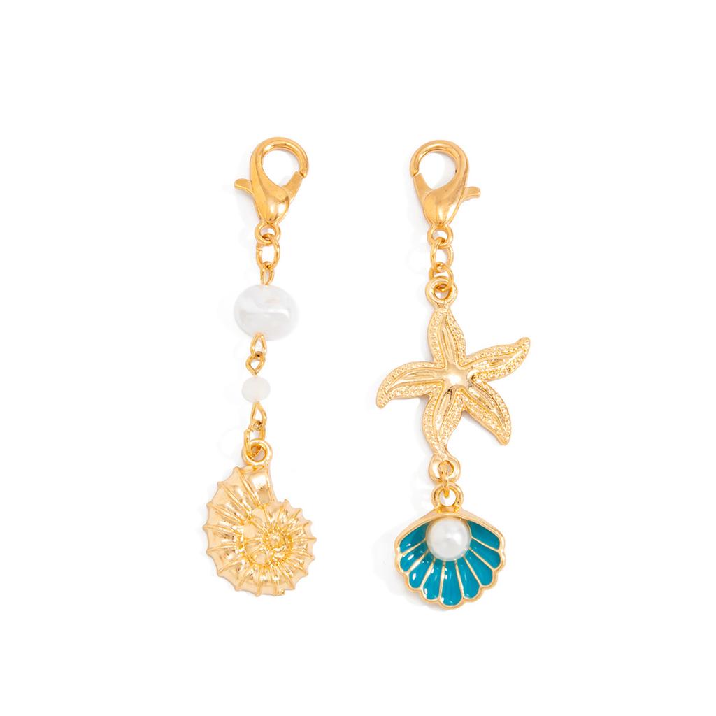 Ocean Series Scallop Conch Pendant Charm Set, Beach Style Clothing Suspender Pendant Accessories For Women