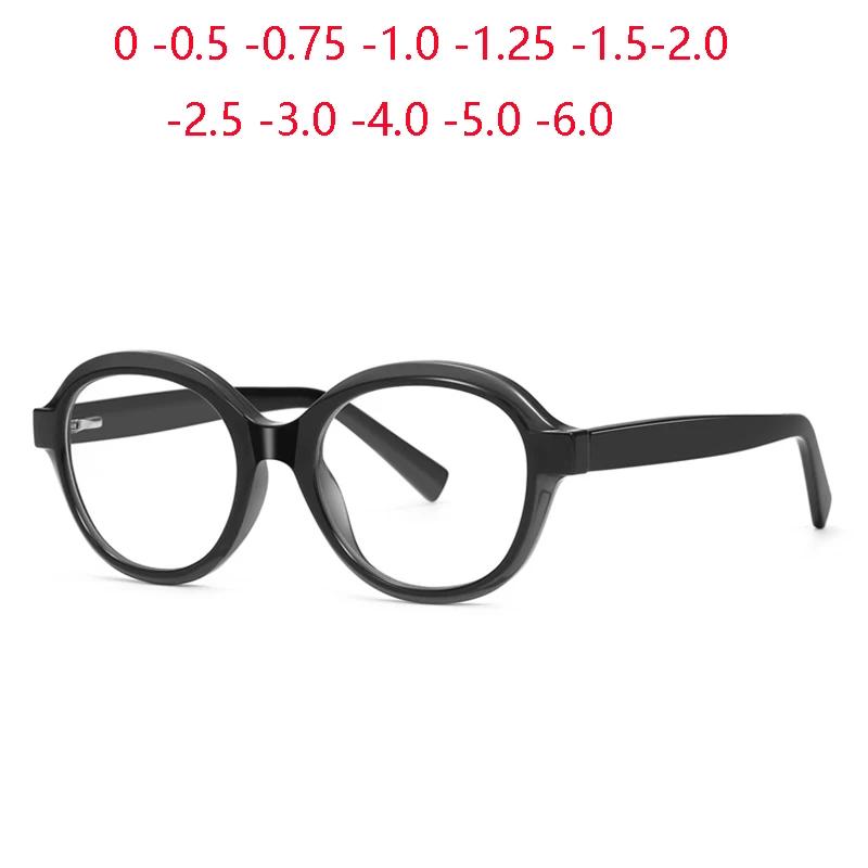 Anti Blue Rays Round Shortsighted Prescription Glasses Women Spring Hinge Stundent Myopia Spectacles 0 -0.5 -0.75 To -6.0