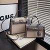 Women's New Bag Contrasting Colors Portable Kelly Small Square Bag Feeling Fashionable Commuter Shoulder Messenger Bag