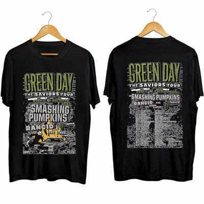 Green Day Band Green Day The Saviors Tour 2024 Maglietta a Doppia Faccia Green Day Concerto