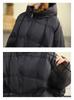 Women's Mid-Length Hooded Patchwork Pendant Down Jacket - Plus Size, Loose Fit, White Duck Down, Autumn/Winter Style