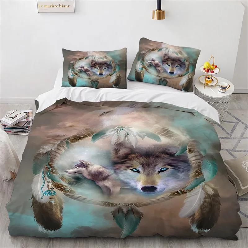 3D Animal Duvet Cover Microfiber Wolf Fox Elk Bedding Set Wild Animals Comforter Cover King Queen For Teen Adults Bedroom Decor