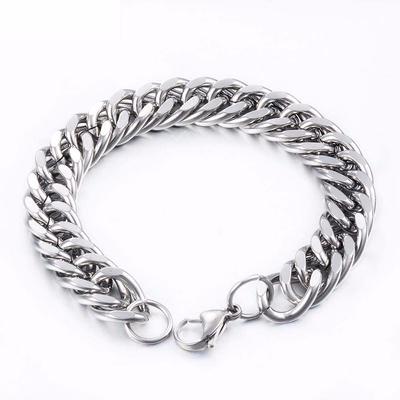Steel Silver Color Hand Chain Accessories Heavy Chain Bracelets Punk Jewelry Men's Bracelets