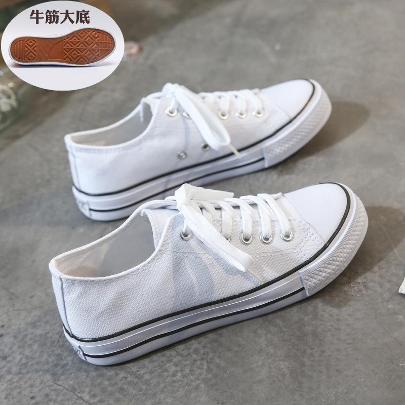 Douchuan Spring High-top Canvas Shoes Men's and Women's Trend Casual Sports Board Shoes Students Large Size White Shoes