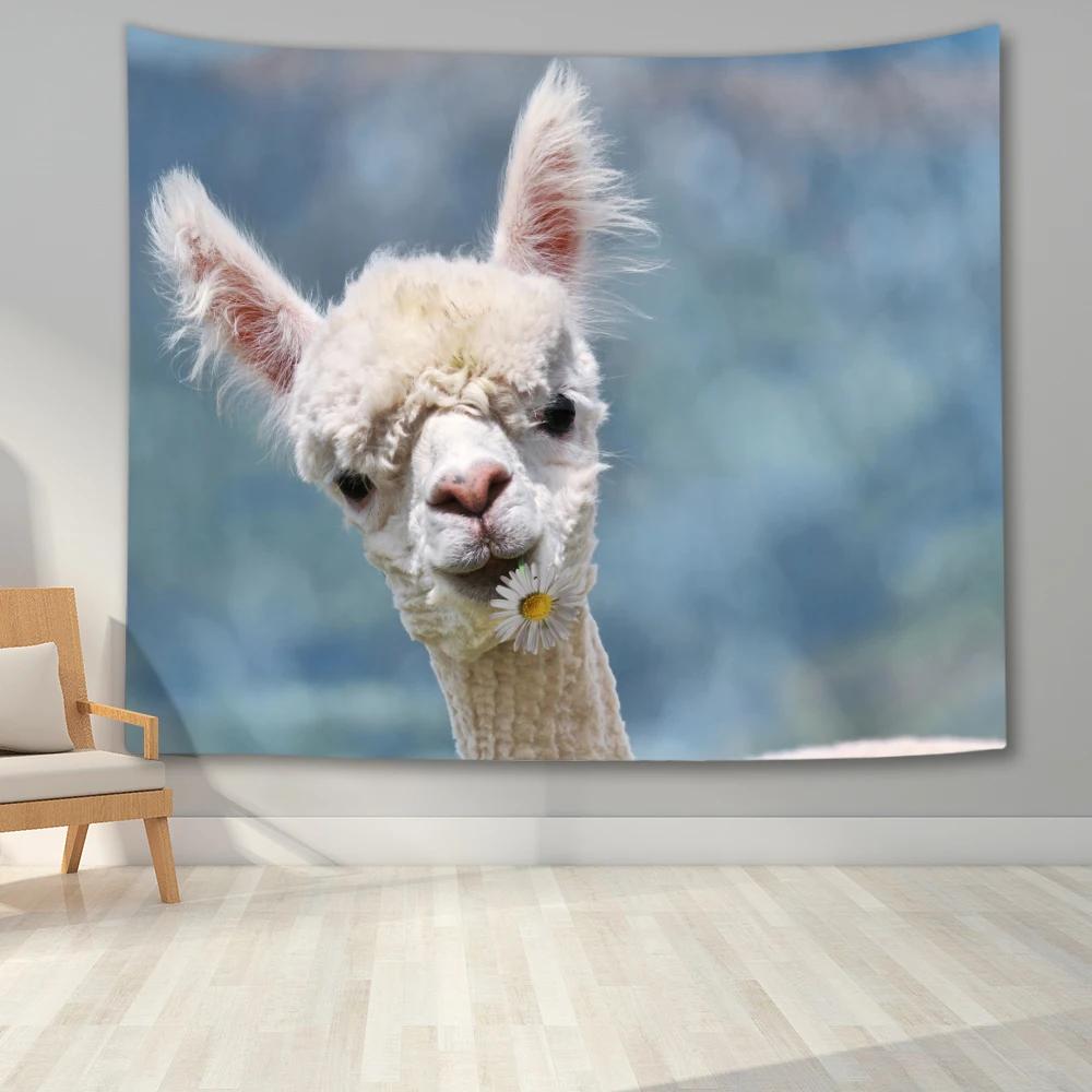 Cute Animal Tapestry Wall Hanging   Art  Printed Dog Cat Hamster Deer Pattern Living Room Home Decor