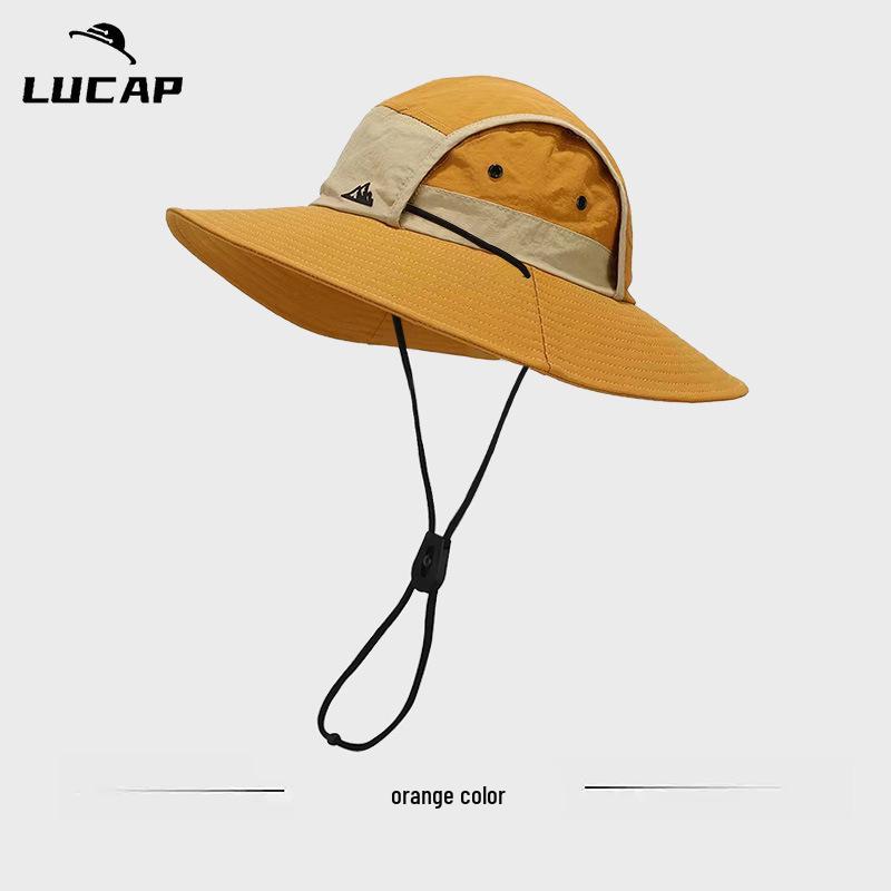 Men's Quick-Dry Color Block Sun Hat, UPF Sun Protection, Waterproof & Breathable; Ideal for Spring/Summer Outdoor Hiking & Sports.