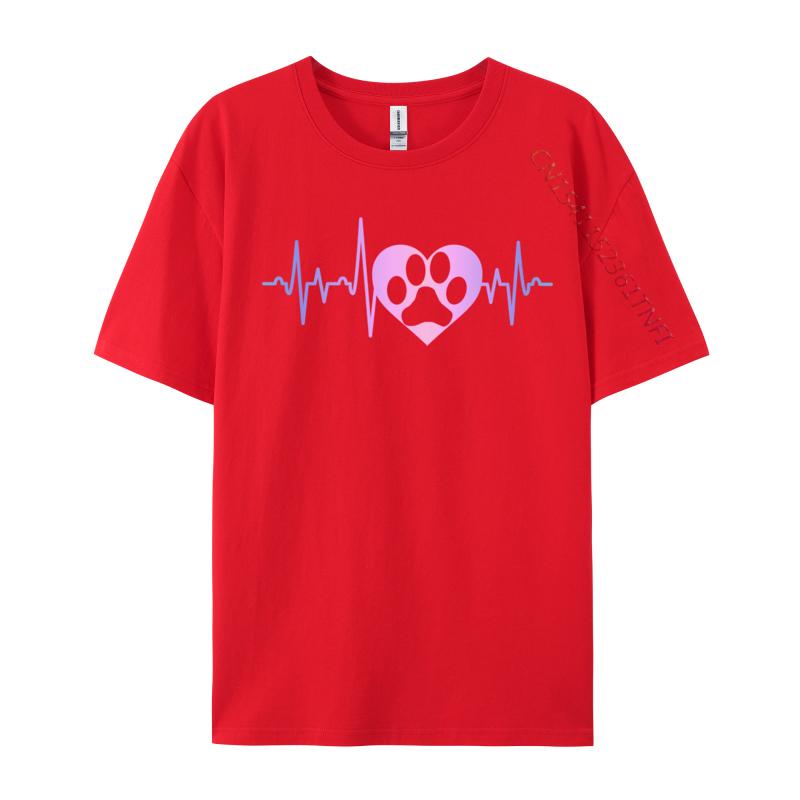 Dog Paw Print Heartbeat Heart Graphic 2024 Hot Sale Birthday 3d Printed Top T-Shirts F Tops & Tees For Men Tees Hip Hop