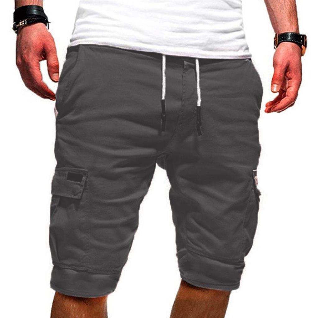 Men's Summer Casual Outdoors Casual Patchwork Pockets Overalls Sport Tooling Shorts Pants