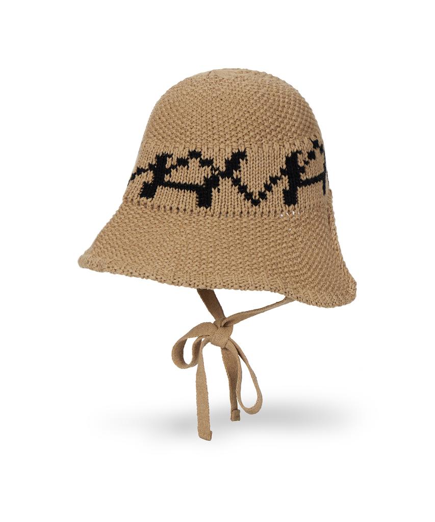 Bajal Va Digital Logo Cozy Knit Bonnet Hat Dark Beige/Black