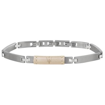 J Steel And White Leather JM218AMD03 Men's Bracelet