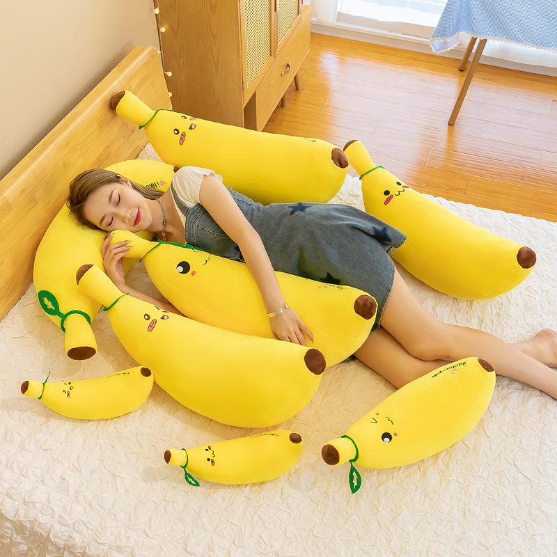 New cute banana plush toy large fruit strip throw pillow doll girls sleeping children doll