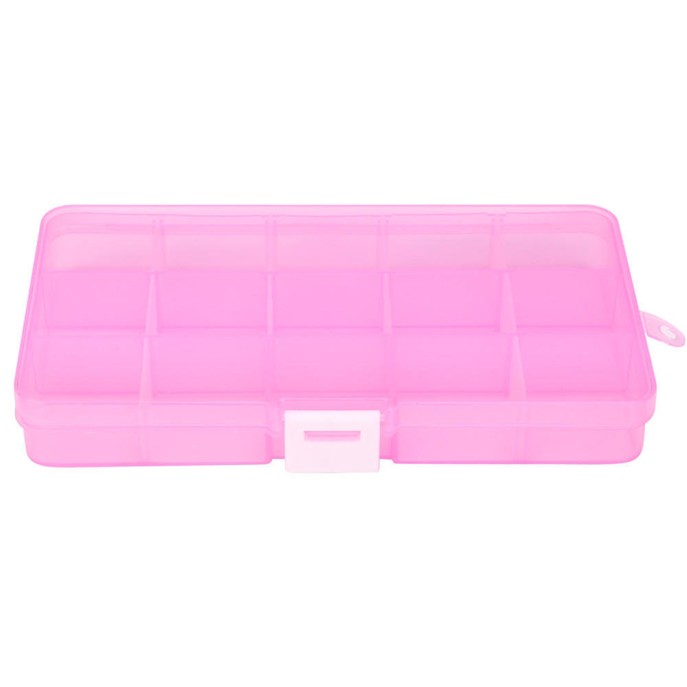 Plastic 15 Slots Adjustable Jewelry Storage Box Case Craft Organizer Bead