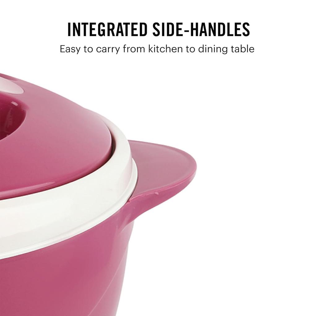 Insulated Hot Pot For Chapati And Food Storage With Inner Steel Build  Matte Pink Casserole With Lid For Kitchen Serving Elegance