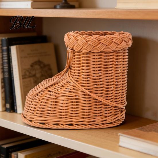 Festival Storage Solution Boots Shaped Imitation Rattan Basket, Hand Woven Decorative Container, Portable Gift Basket Large Capacity Reusable