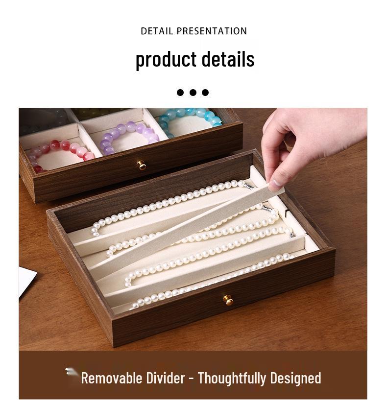 Walnut Multi-Layer Wooden Jewelry Box - Dustproof Organizer for Earrings, Rings, and Necklaces