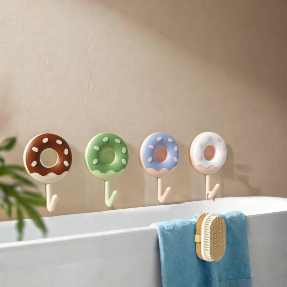 6Pcs Self-adhesive Donut Shape Hooks Wall Mounted Key Holder Creative Sticky Hooks  for Home