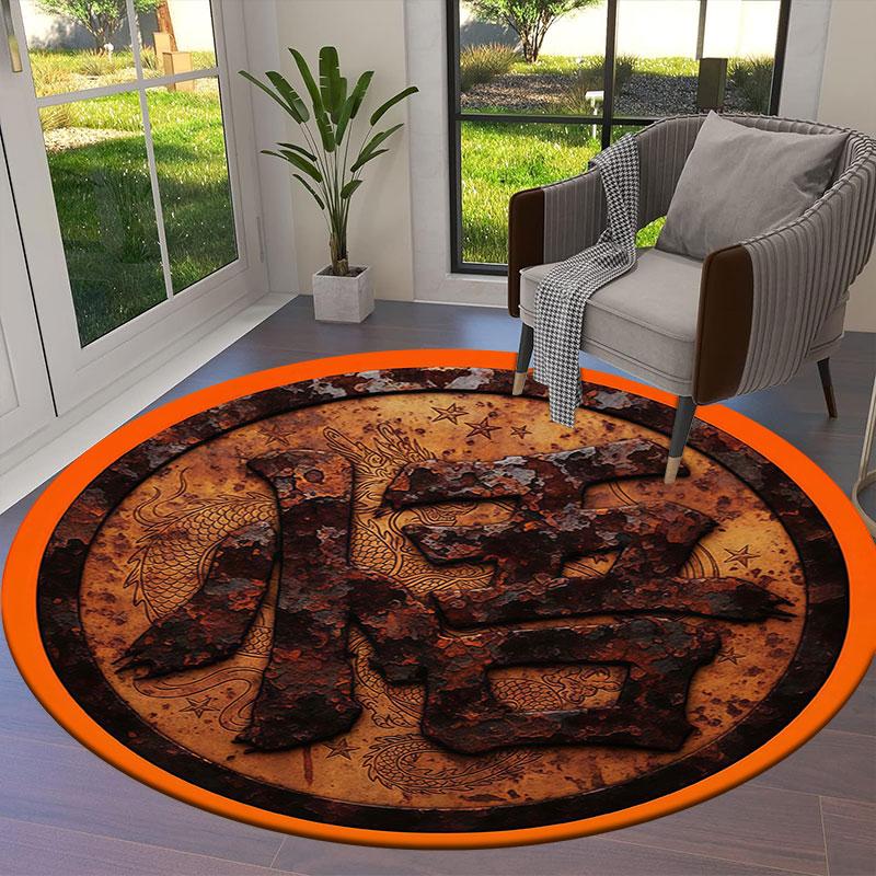 AnimeTotem Round Area Rug,Carpet Rug for Living Room Bedroom Sofa Playroom Decor,Non Slip Floor Mat