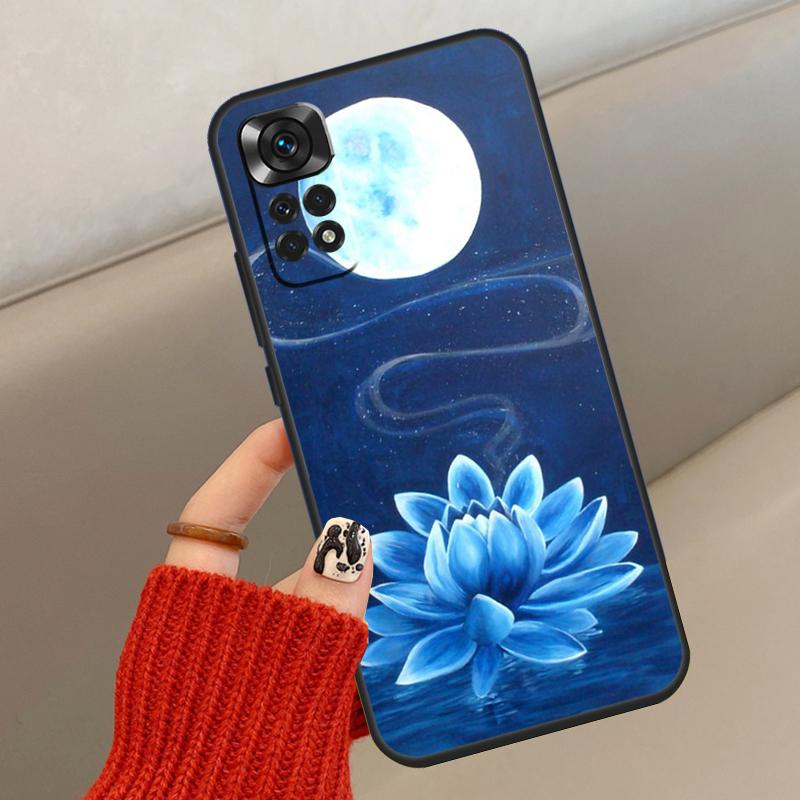 Lotus Blue White Flowers Case For Xiaomi Redmi Note 14 13 12 10 11 15 Pro Plus Cover For Redmi 15 15C 13C 10C 12C 14C