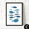 3 sätze Mediterranen stil dekorative malerei abstrct blau fisch zimmer moderne einfache malerei frische schlafzimmer wand poster