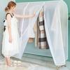 Floor-standing Double Pole Transparent Dustproof Clothes Rack Cover 