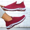 Fashion Women's Soft Sole Knitted Sneakers Breathable Slip On Walking Running Shoes Woman Comfortable Non Slip Sports Shoes Plus Size 42